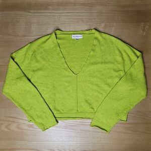 Vibrant Green V-Neck Sweater by Willow And Wind Size‎ Medium